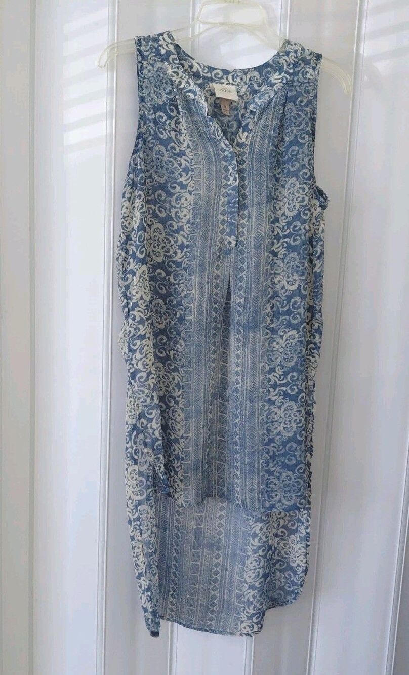 Knox Rose Women’s Size M High Low Blouse Short Front Long Back Boho Top